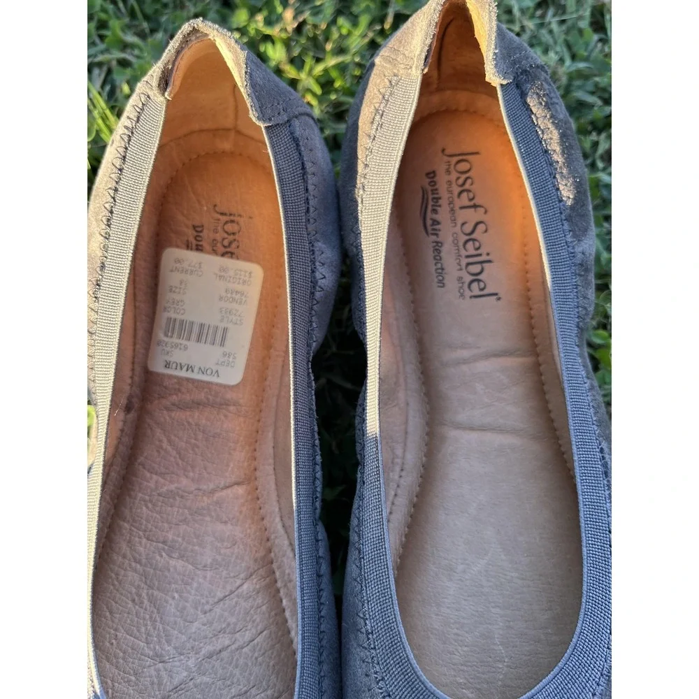 Josef Seibel Ballet Flats Womens 38 US 7‎ Gray Suede Comfort Slip On Shoes